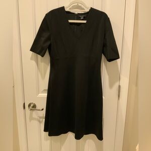 St. John Black V-Neck Sheath Mini Dress